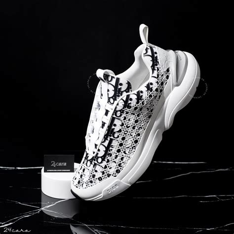 Dior White Dior Oblique 'B24' Sneakers With Cannage Motif